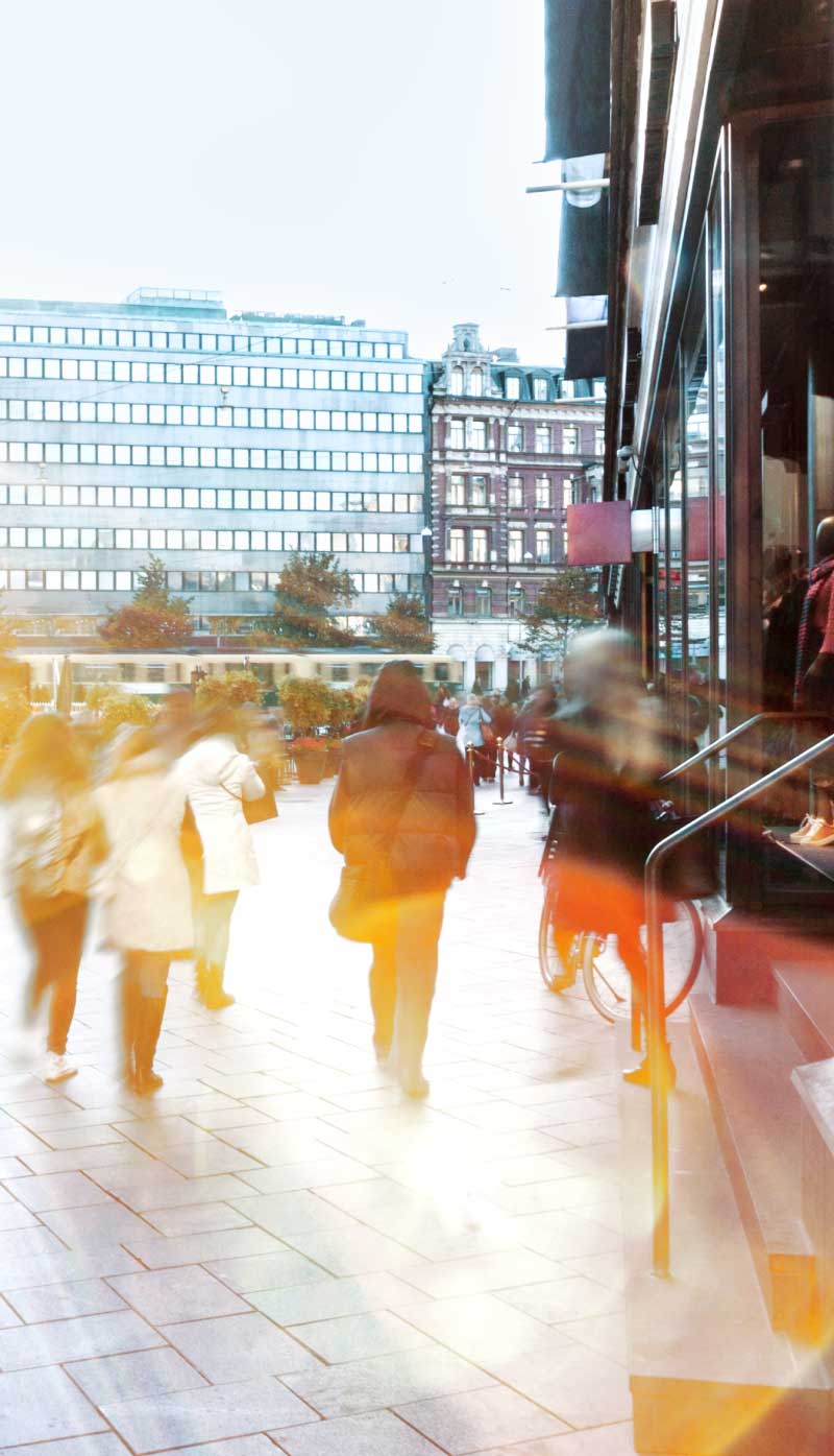 crowded sidewalk